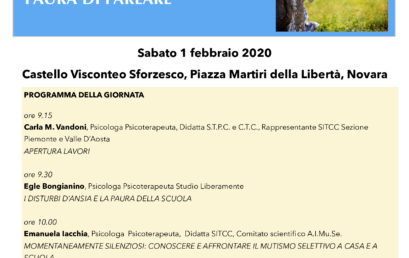 1 Febbraio 2020 – NOVARA – A.I.Mu.Se. ospite di SITCC in un Convegno sui disturbi d’ansia nell’età evolutiva